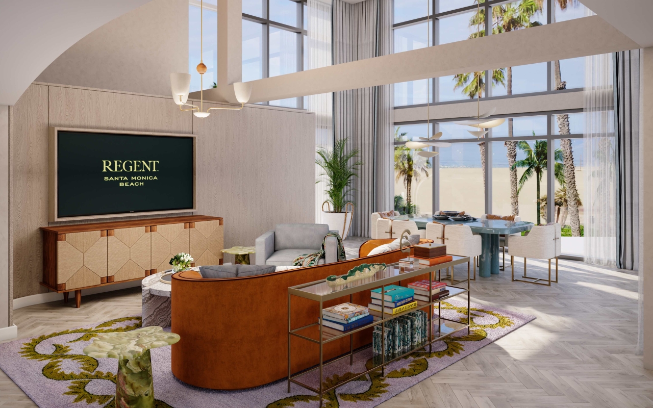 view of lounge and dining space in two-story two bedroom suite