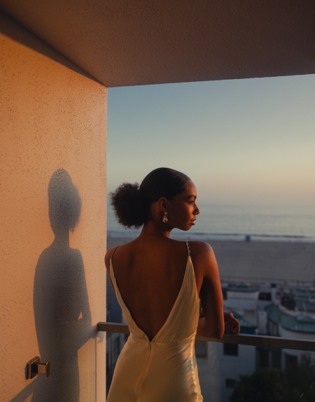 Regent Santa Monica Guest on a balcony