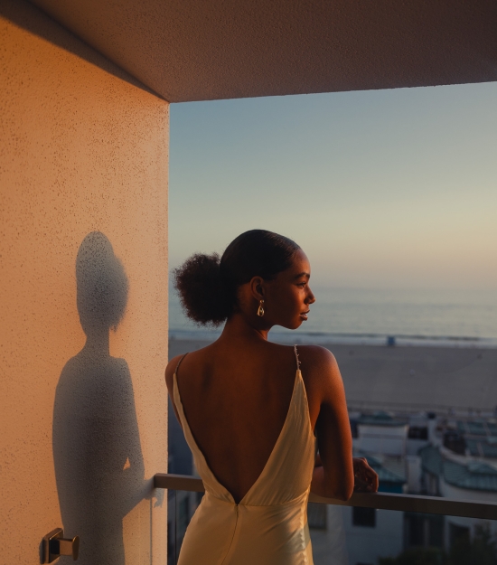 Regent Santa Monica Guest on a balcony