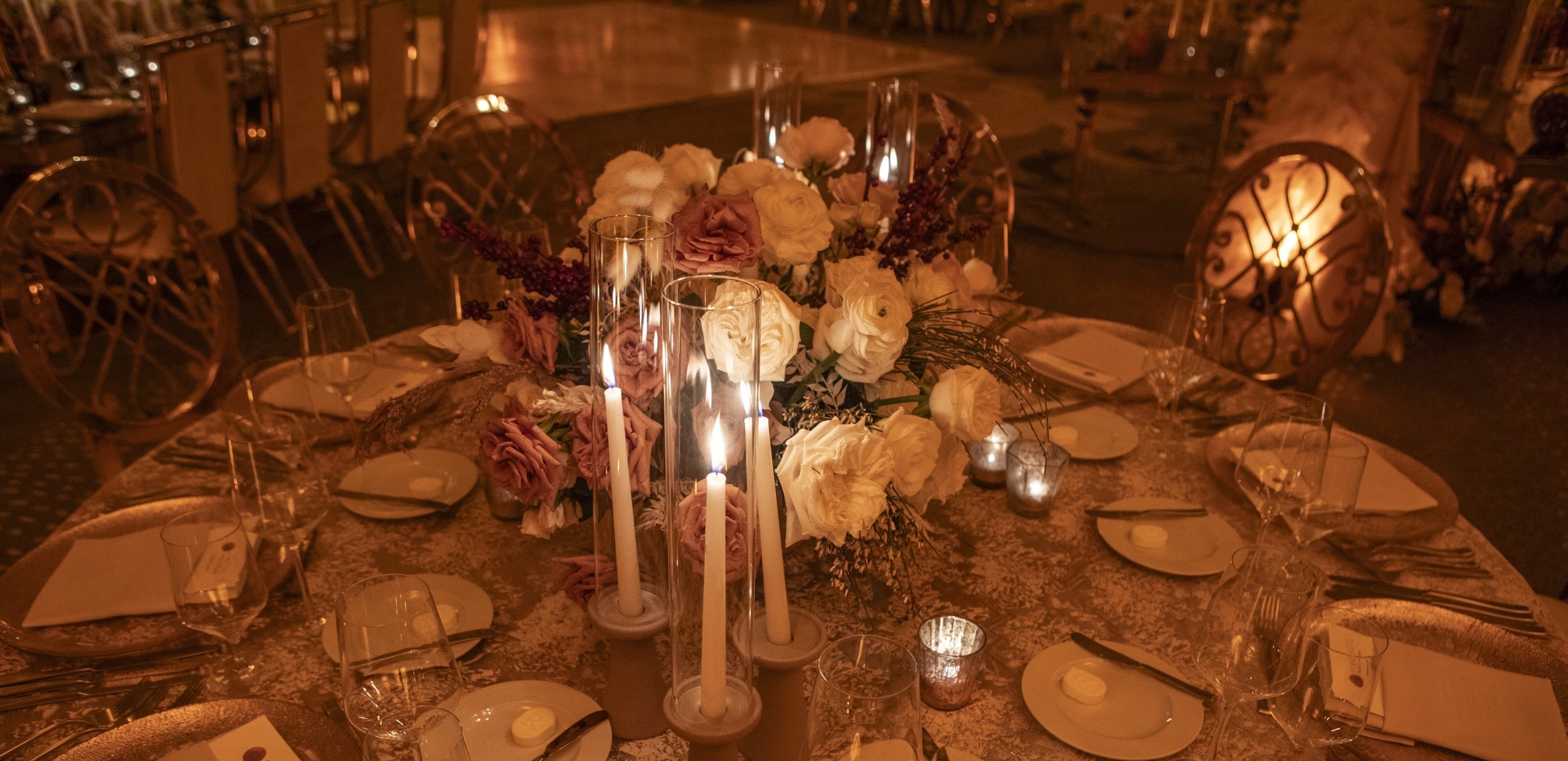 wedding table decorated with flowers