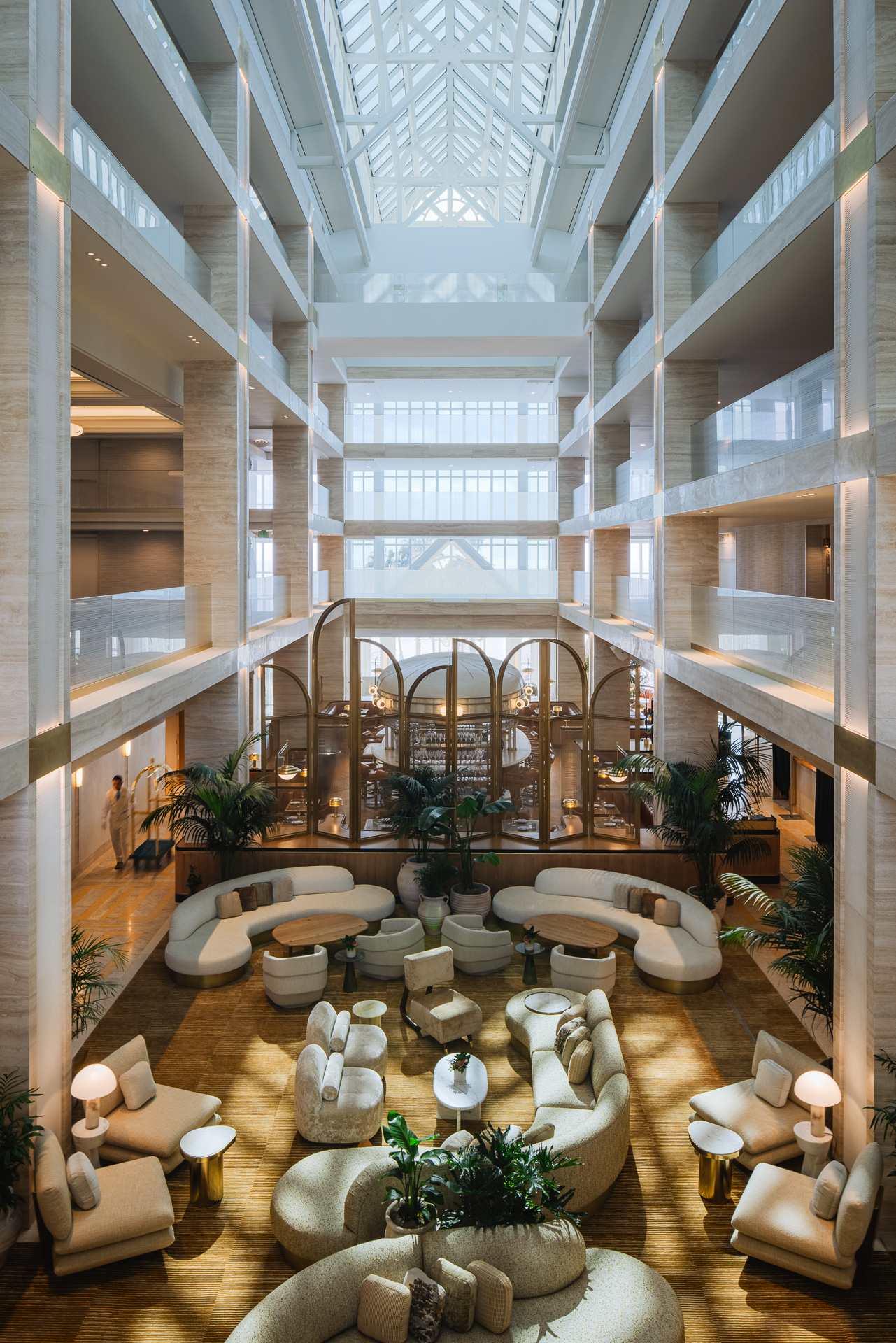 Hotel Lobby and Bar with Bell Hop