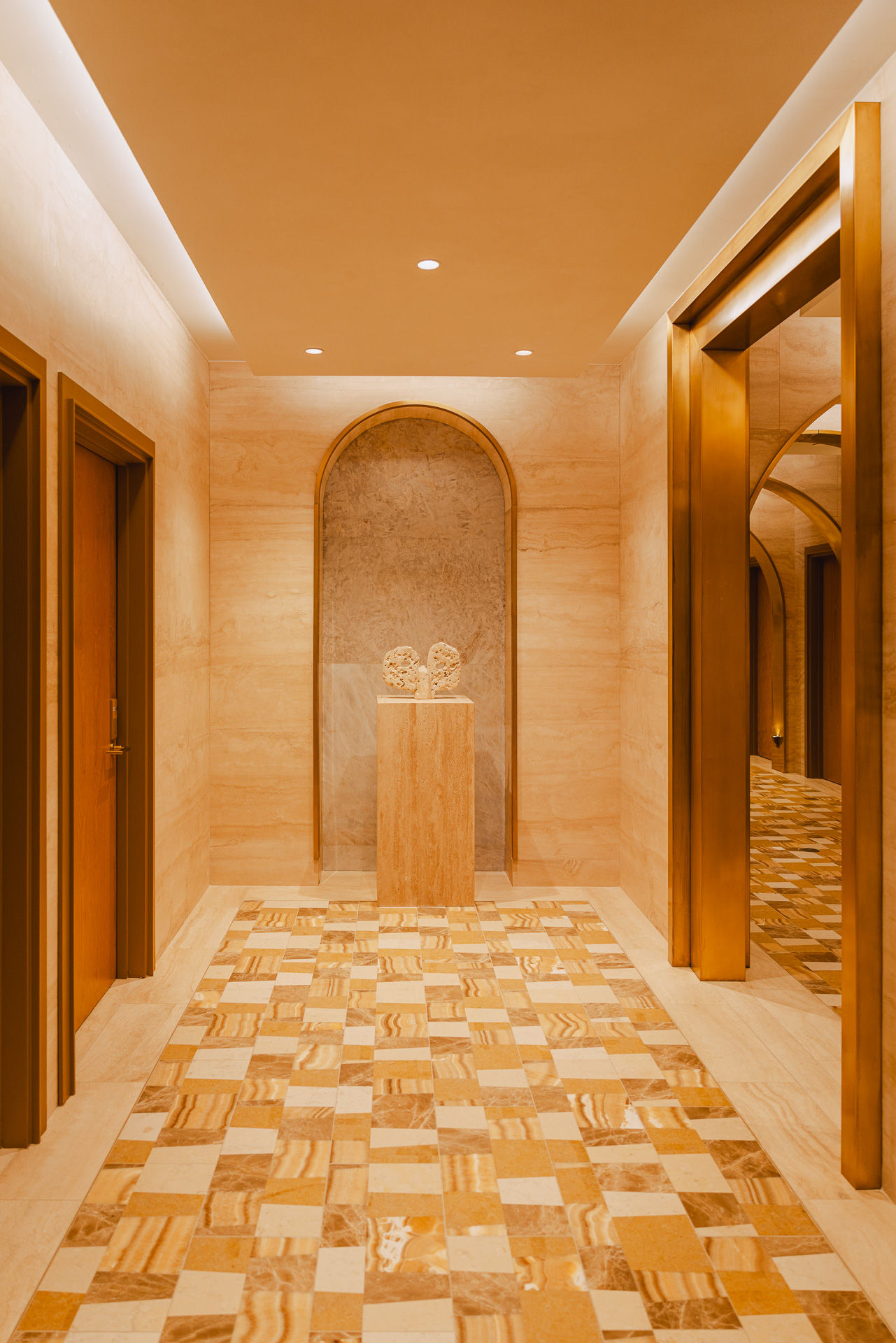 Hotel Lobby hallway with intricate mosaic tile floors